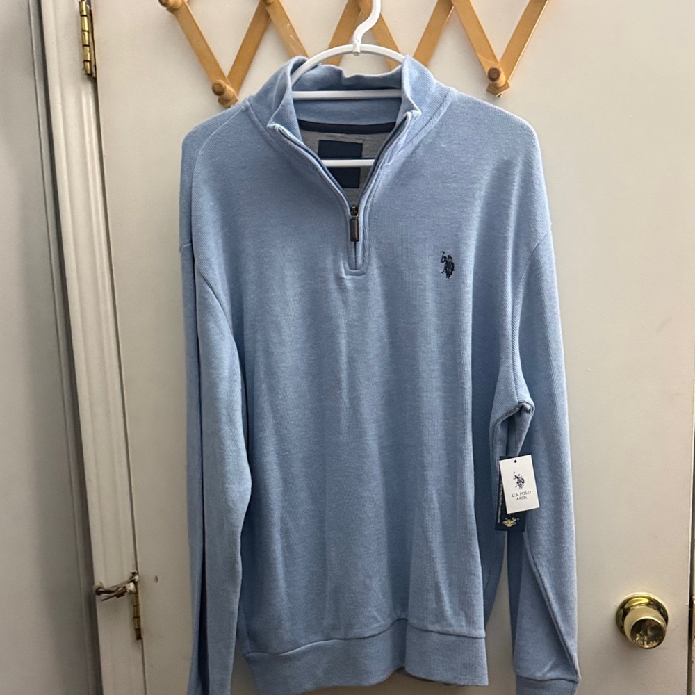 U.S. Polo Assn. Men's Sky Blue Zip-Up Sweater